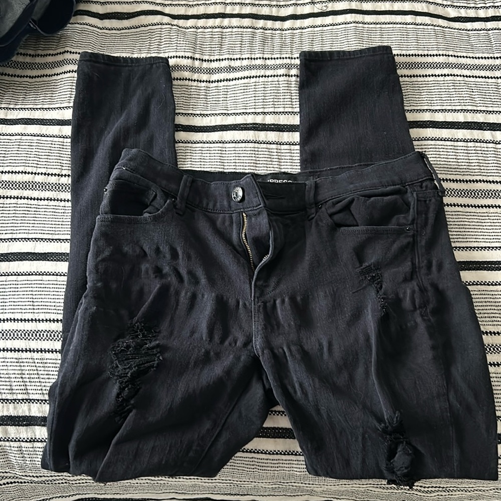 Express black distressed jeans
